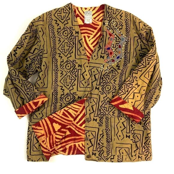 ARTISAN Cotton Reversible Block Print Jacket - Picture 2 of 11